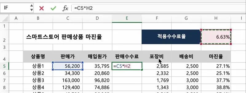 절대참조 적용방법을 설명하는 이미지
