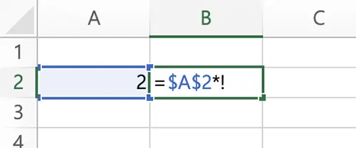 참조한 셀을 고정하는 걸 절대참조라고 부른다. 절대참조 적용방식을 설명하는 그림. 수식에서 참조 셀 앞에 $ 기호를 붙여 사용한다.