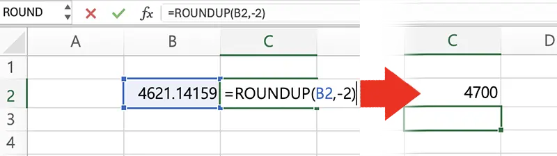 ROUNDUP 함수 예시